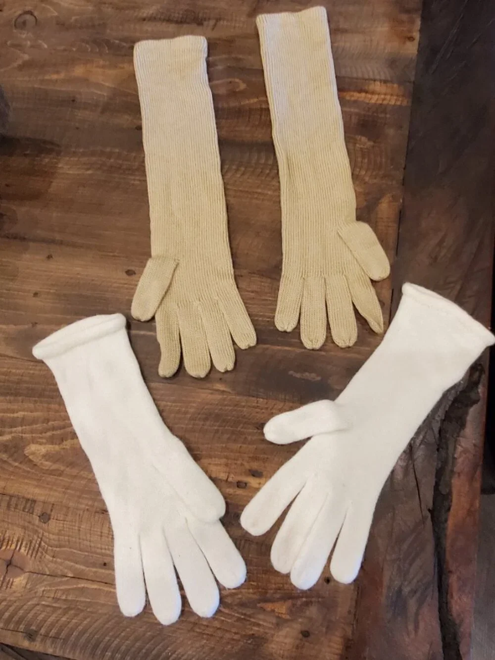 Preston & York + Merona Women's Long Knit Gloves Bundle | Beige & White